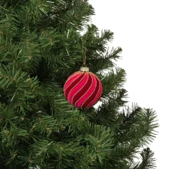 Xenos Kerstbal swirl velvet - paars/roze- Kerstballen
