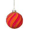 Xenos Kerstbal swirl velvet - roze/oranje- Kerstballen