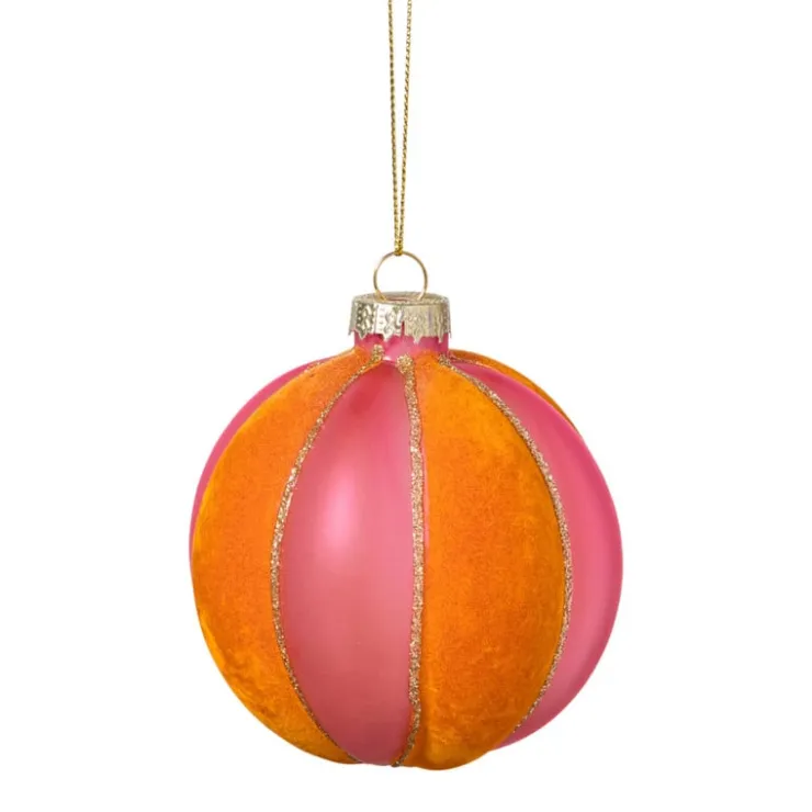 Xenos Kerstbal twist - roze/oranje- Kerstballen