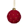 Xenos Kerstbal velvet stip - rood- Kerstballen