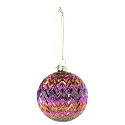 Xenos Kerstbal zigzag - diverse kleuren - ø8x8 cm- Kerstballen