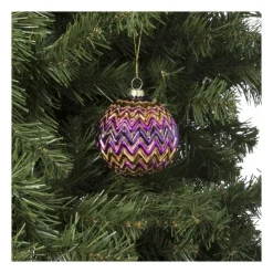 Xenos Kerstbal zigzag - diverse kleuren - ø8x8 cm- Kerstballen