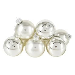 Xenos Kerstbal zilver - glas - set van 8- Kerstballen