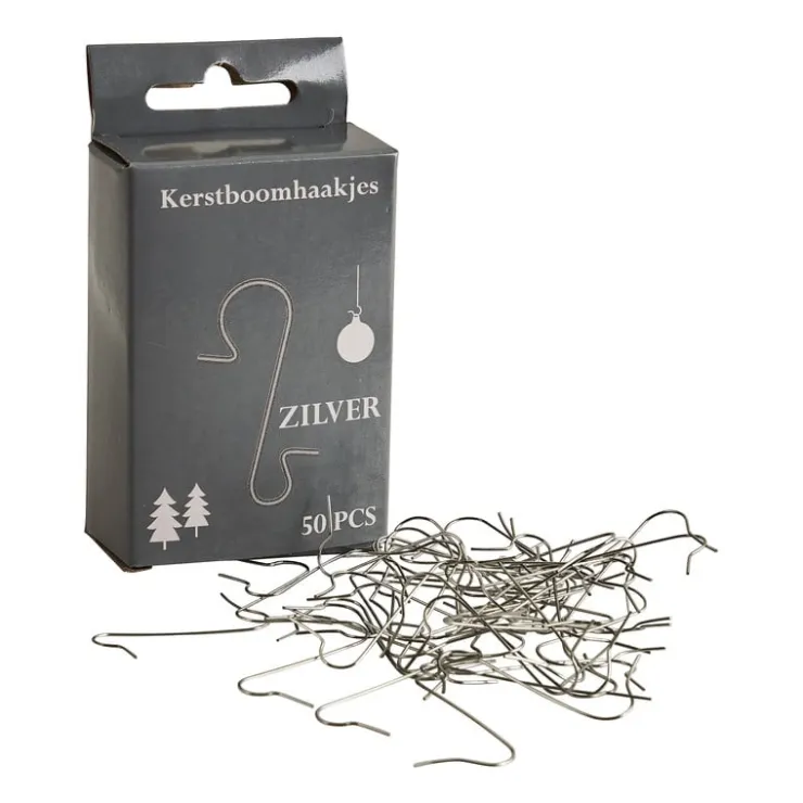 Xenos Kerstbalhaakjes - zilver - metaal- Kerstballen