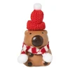 Xenos Kerstbeeldje capibara met LED - rood/bruin - 10 cm- Kerstfiguren
