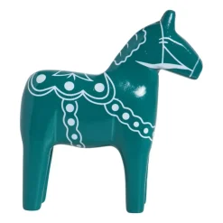 Xenos Kerstbeeldje paard - groen - 18x16x4.5 cm- Kerstfiguren
