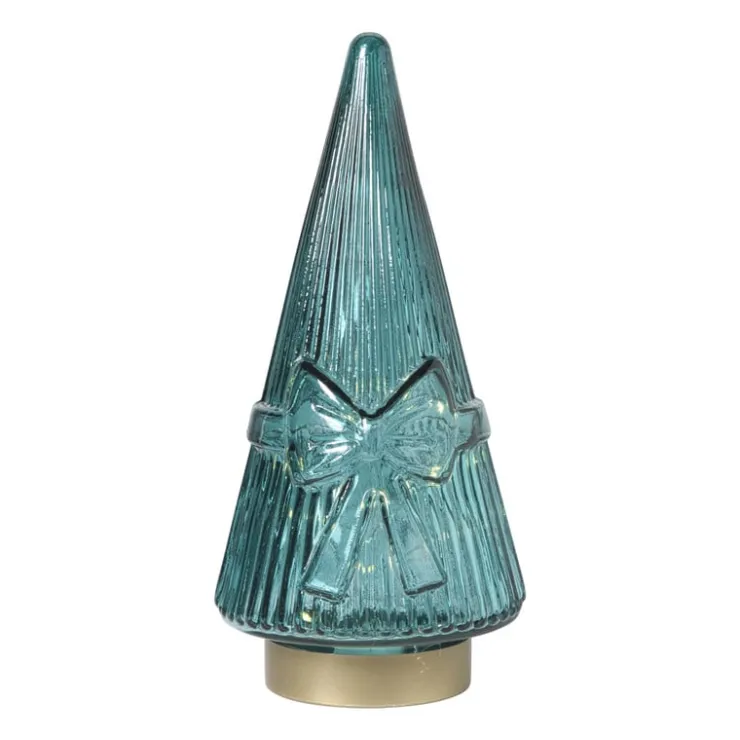 Xenos Kerstboom beeldje glas - groen - ø10.5x22.6 cm- Kleine Kerstbomen|Kerstfiguren
