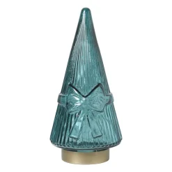 Xenos Kerstboom beeldje glas - groen - ø10.5x22.6 cm- Kleine Kerstbomen|Kerstfiguren