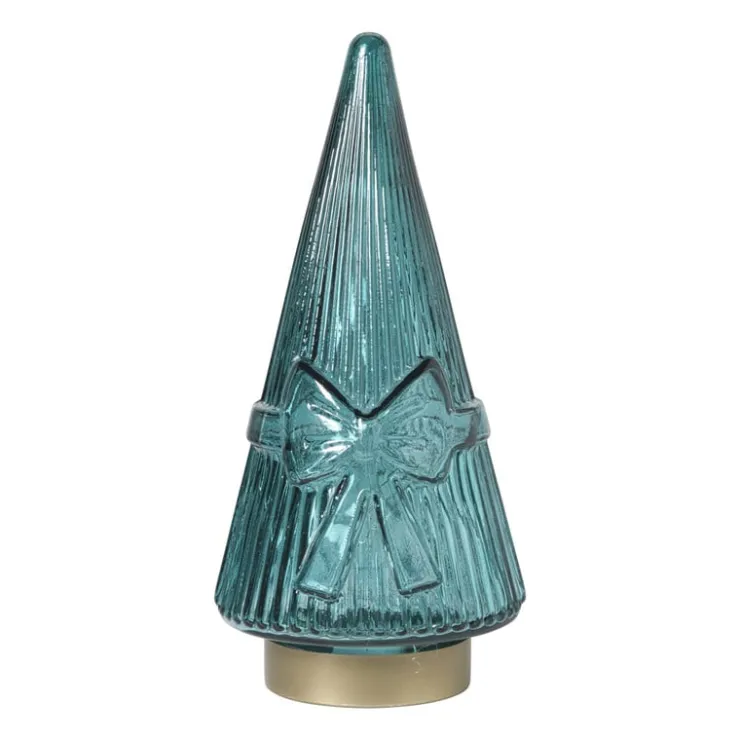 Xenos Kerstboom beeldje glas - groen - ø10.5x22.6 cm- Kleine Kerstbomen|Kerstfiguren
