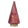 Xenos Kerstboom beeldje glas - rood - ø10.5x22.6 cm- Kleine Kerstbomen|Kerstfiguren