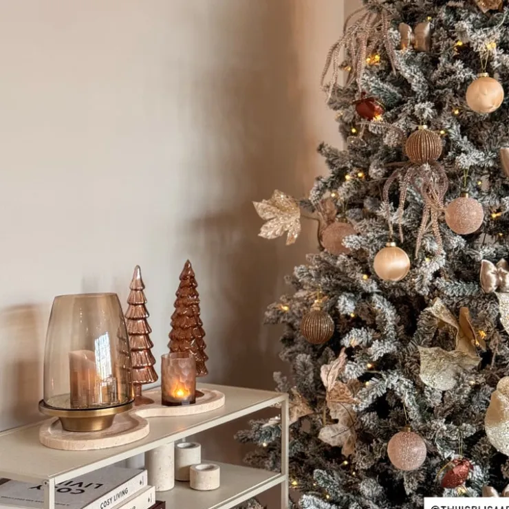 Xenos Kerstboom beeldje groot - bruin - ø8x30 cm- Kleine Kerstbomen|Kerstfiguren