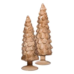 Xenos Kerstboom beeldje klein - bruin - ø8x24.5 cm- Kleine Kerstbomen|Kerstfiguren