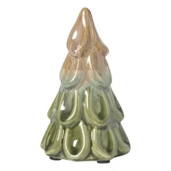 Xenos Kerstboom beeldje klein - beige/groen - ø7.5x12 cm- Kleine Kerstbomen|Kerstfiguren
