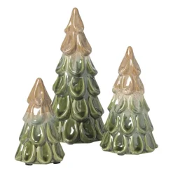 Xenos Kerstboom beeldje klein - beige/groen - ø7.5x12 cm- Kleine Kerstbomen|Kerstfiguren