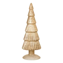 Xenos Kerstboom beeldje klein - goudkleurig - Ćø8x24.5 cm- Kleine Kerstbomen|Kerstfiguren