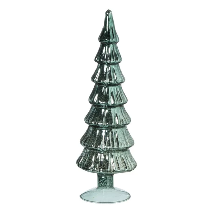 Xenos Kerstboom beeldje shiny groot - groen - ø8x30 cm- Kleine Kerstbomen|Kerstfiguren