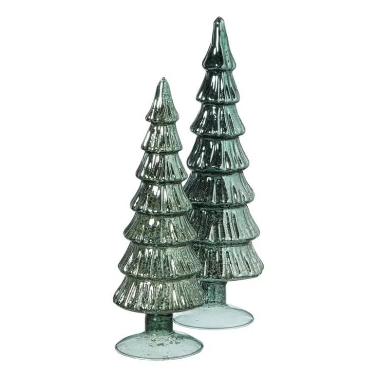 Xenos Kerstboom beeldje shiny groot - groen - ø8x30 cm- Kleine Kerstbomen|Kerstfiguren