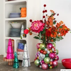Xenos Kerstboom disco L - zilverkleurig - ø11x29 cm- Kleine Kerstbomen