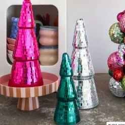 Xenos Kerstboom disco L - zilverkleurig - ø11x29 cm- Kleine Kerstbomen