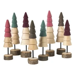 Xenos Kerstboom hout - bruin/bordeauxrood - ø6x24 cm- Kerstcadeaus|Kerstfiguren