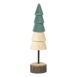 Xenos Kerstboom hout - bruin/groen - ø5x19 cm- Kerstfiguren