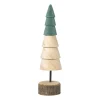 Xenos Kerstboom hout - bruin/groen - ø6x24 cm- Kerstfiguren