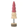 Xenos Kerstboom hout - bruin/roze - ø5x19 cm- Kerstfiguren