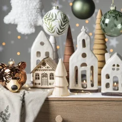 Xenos Kerstboom hout - naturel - ø4.9x10 cm- Kleine Kerstbomen