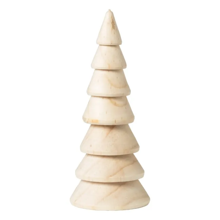 Xenos Kerstboom hout - naturel - ø7.7x17.5- Kleine Kerstbomen