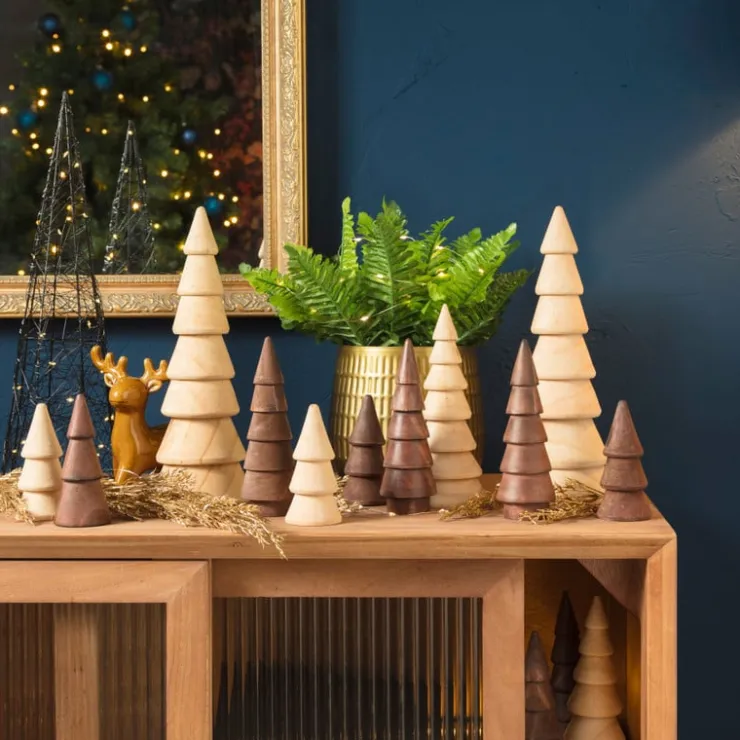 Xenos Kerstboom hout - naturel - ø7.7x17.5- Kleine Kerstbomen