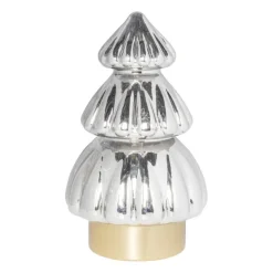 Xenos Kerstboom lamp - grijs - 13.5x13.5x20 cm- Kerstverlichting|Kleine Kerstbomen