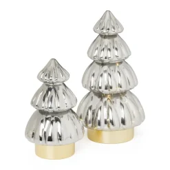 Xenos Kerstboom lamp - grijs - 13.5x13.5x20 cm- Kerstverlichting|Kleine Kerstbomen