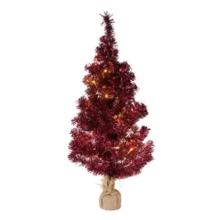 Xenos Kerstboom LED - rood - 90 cm- Kleine Kerstbomen