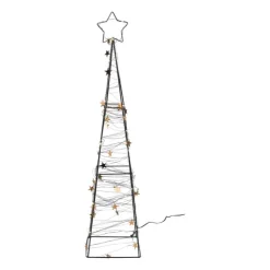Xenos Kerstboom met LED lampjes - zwart/goudkleurig - 60 cm- Kerstverlichting