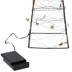 Xenos Kerstboom met LED lampjes - zwart/goudkleurig - 60 cm- Kerstverlichting