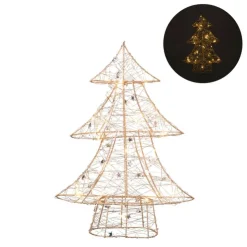 Xenos Kerstboom met LED lampjes - goudkleurig - 40 cm- Kerstverlichting|Kleine Kerstbomen