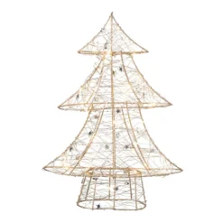 Xenos Kerstboom met LED lampjes - goudkleurig - 40 cm- Kerstverlichting|Kleine Kerstbomen