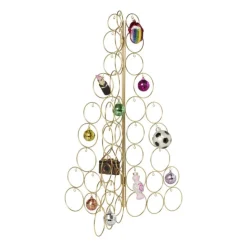 Xenos Kerstboom standaard - goudkleurig - 69x48x30 cm- Kleine Kerstbomen