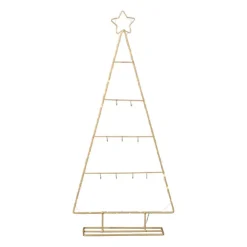 Xenos Kerstboom standaard met LED licht - goud - 77 cm- Kerstverlichting|Kleine Kerstbomen