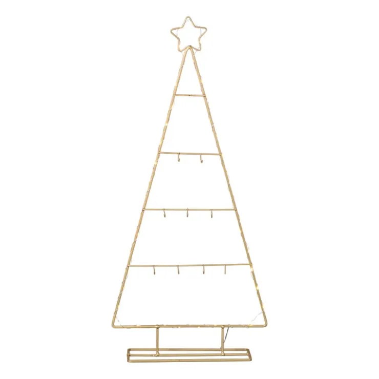 Xenos Kerstboom standaard met LED licht - goud - 77 cm- Kerstverlichting|Kleine Kerstbomen