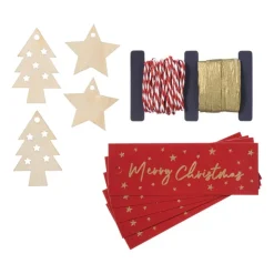 Xenos Kerstcadeau tags met lint - multikleur - set van 10- Kerst Inpakken