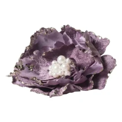 Xenos Kerstclip bloem - lila - 13x13 cm- Kersthangers|Kerstballen