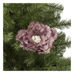 Xenos Kerstclip bloem - lila - 13x13 cm- Kersthangers|Kerstballen