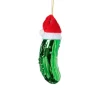 Xenos Kersthanger augurk met kerstmuts - groen - 11x3.5x3.2 cm- Kersthangers|Kerstballen