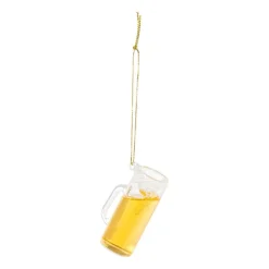 Xenos Kersthanger bierpul - geel - 7.5x5.5x4 cm- Kersthangers|Kerstballen