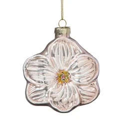 Xenos Kersthanger bloem - lichtroze - 7.8x6.8x3 cm- Kersthangers|Kerstballen