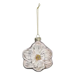 Xenos Kersthanger bloem - lichtroze - 7.8x6.8x3 cm- Kersthangers|Kerstballen