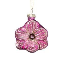 Xenos Kersthanger bloem - roze - 7.8x6.8x3 cm- Kersthangers|Kerstballen