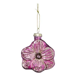 Xenos Kersthanger bloem - roze - 7.8x6.8x3 cm- Kersthangers|Kerstballen