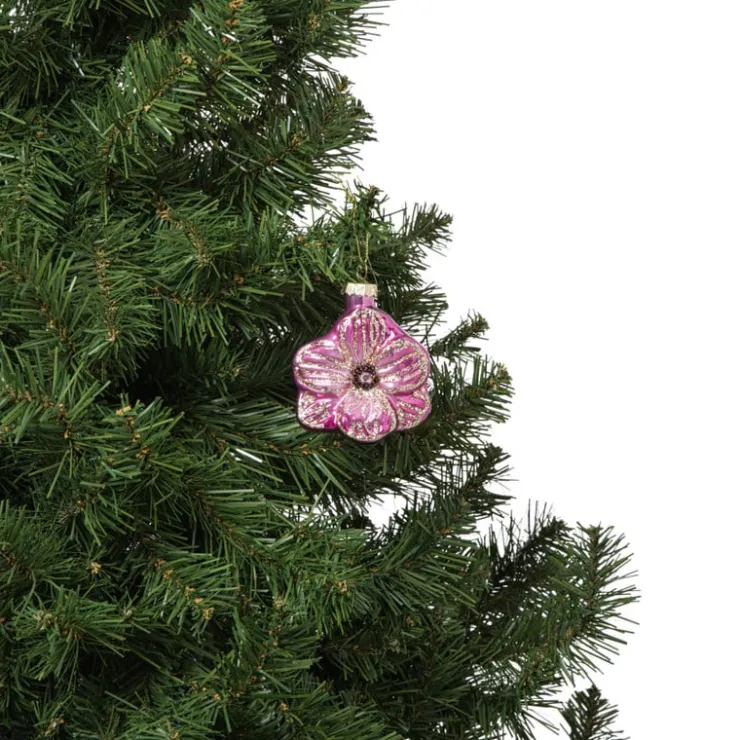 Xenos Kersthanger bloem - roze - 7.8x6.8x3 cm- Kersthangers|Kerstballen